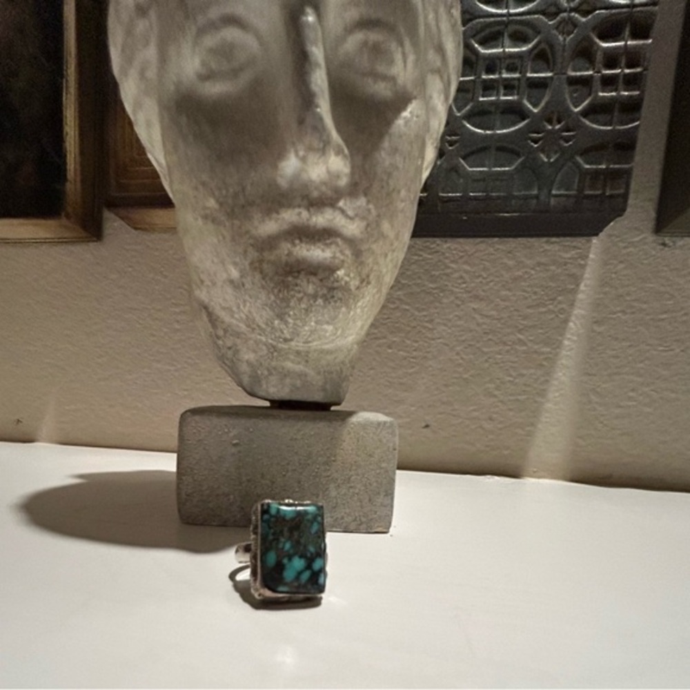 Sterling Silver and‎ Turquoise Rectangle Ring Size 6.5